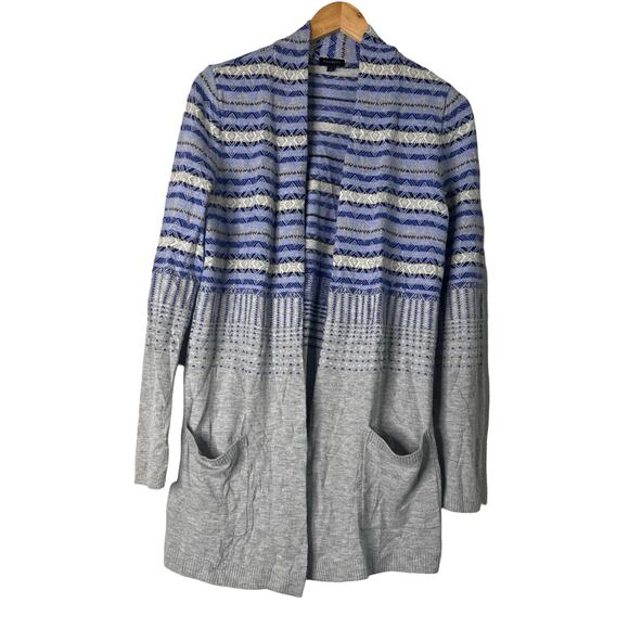 TALBOTS Women's Cardigan Sweater Wool Blend Blue Grey M - Picture 1 of 5